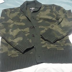 Boys Oshkosh cardigan camoflauge sweater worn once